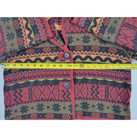 Vintage Asazu Tapestry Aztec Western Boho Tribal Button Up Womens Medium Jacket - Picture 6 of 7